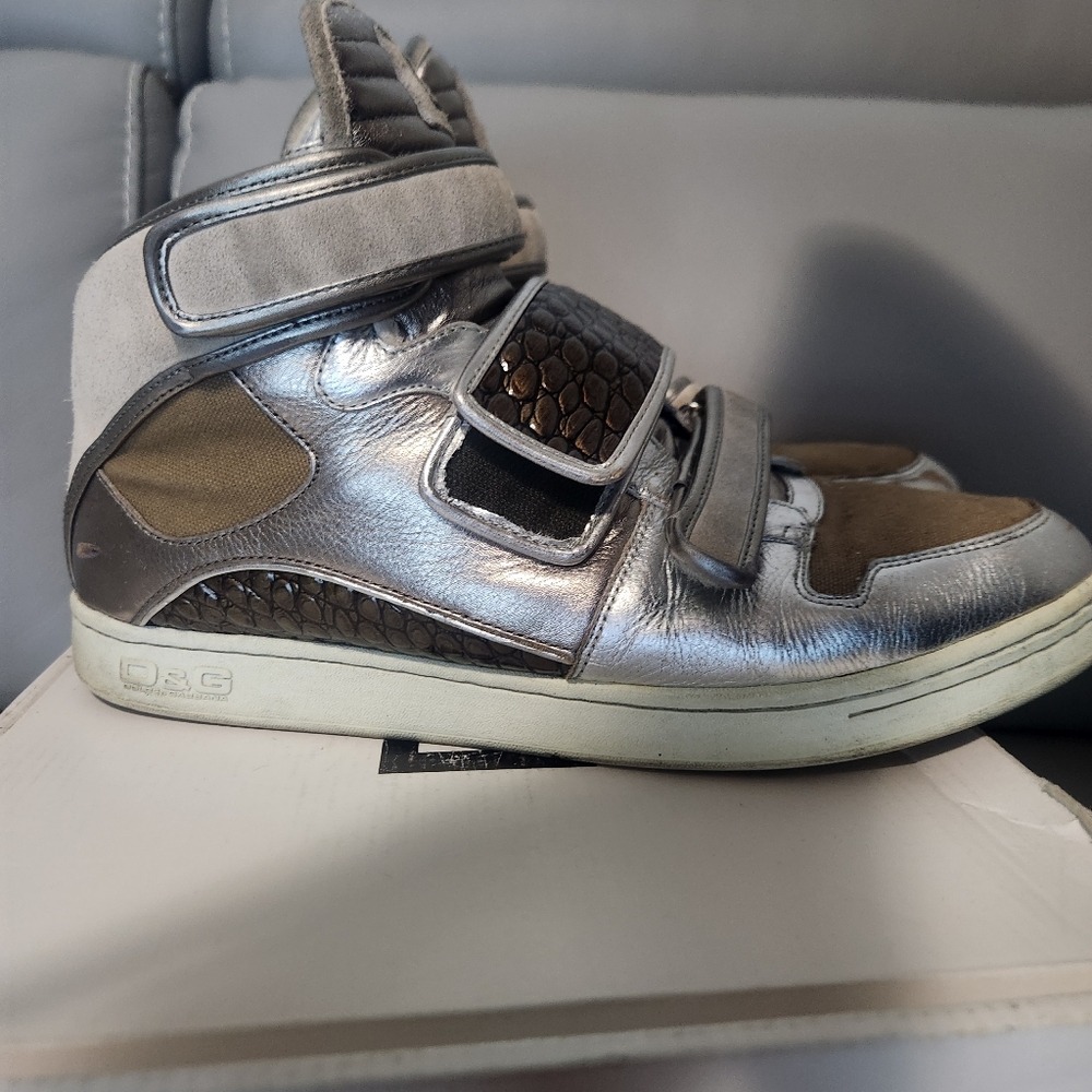 Dolce Gabbana Mens High Sneaker Trainer Y2K Metallic Bronze Solve Gold